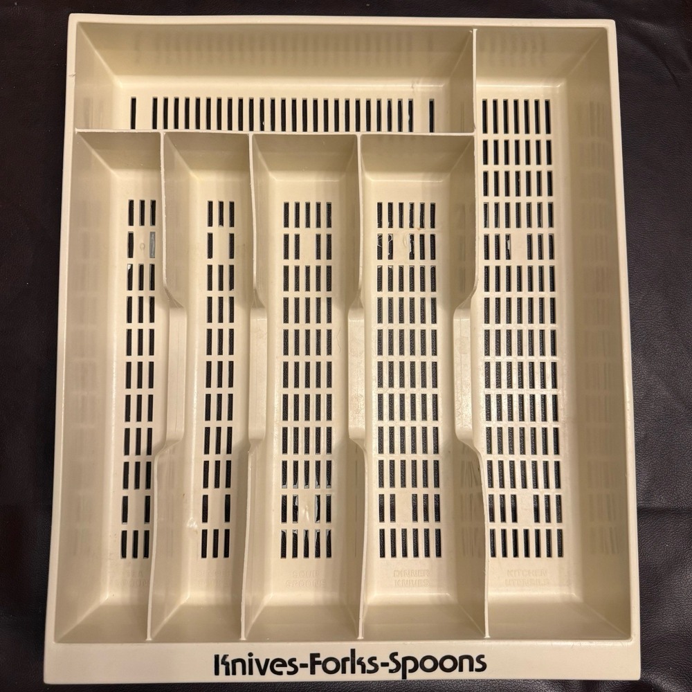 Vintage 1970's Plastic Kitchen Divided Drawer for‎ Utensils & Cutlery 11x13